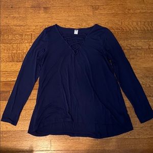 Old Navy blue cross front long sleeve